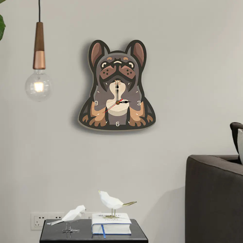 Wooden Cartoon Dog Wall Clock