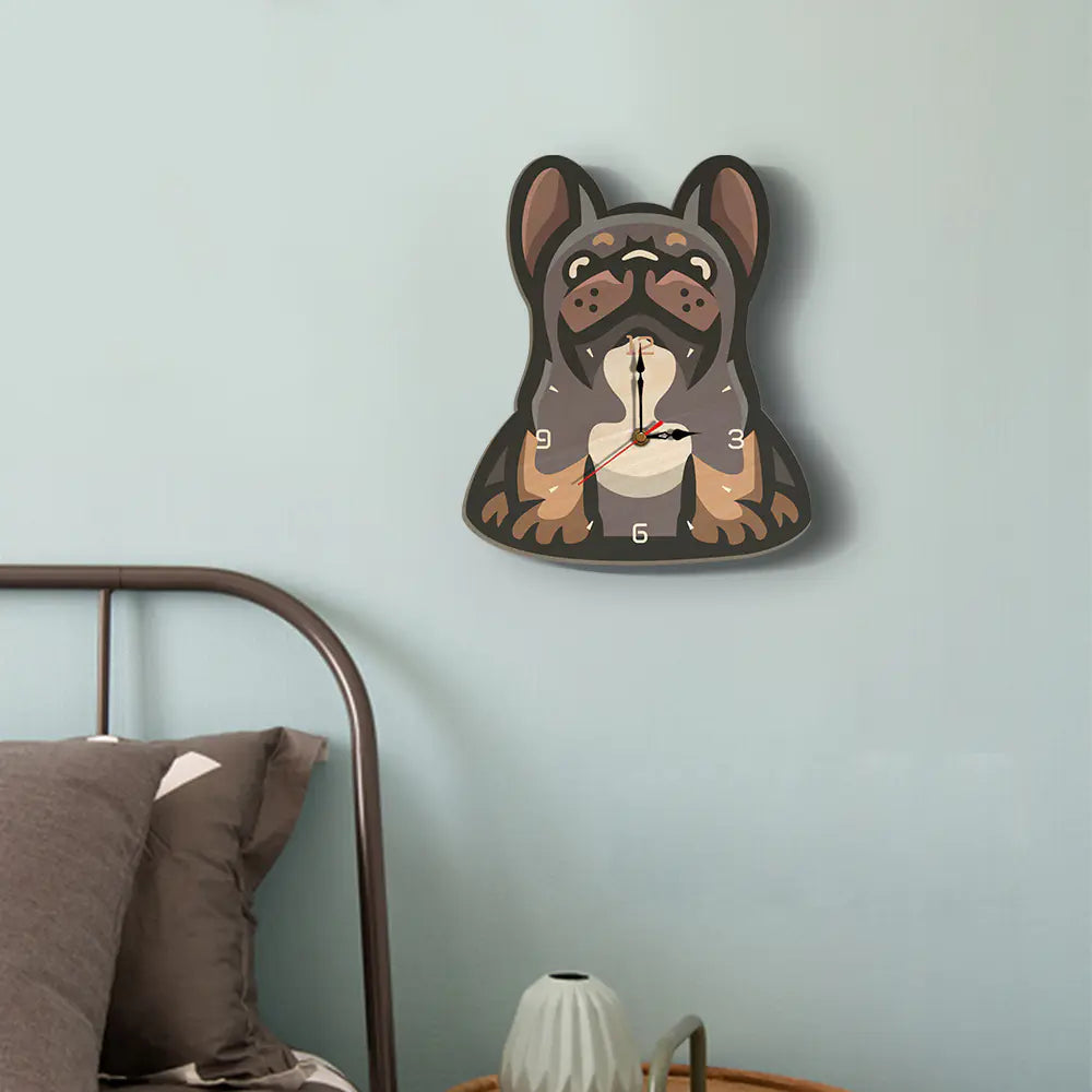 Wooden Cartoon Dog Wall Clock