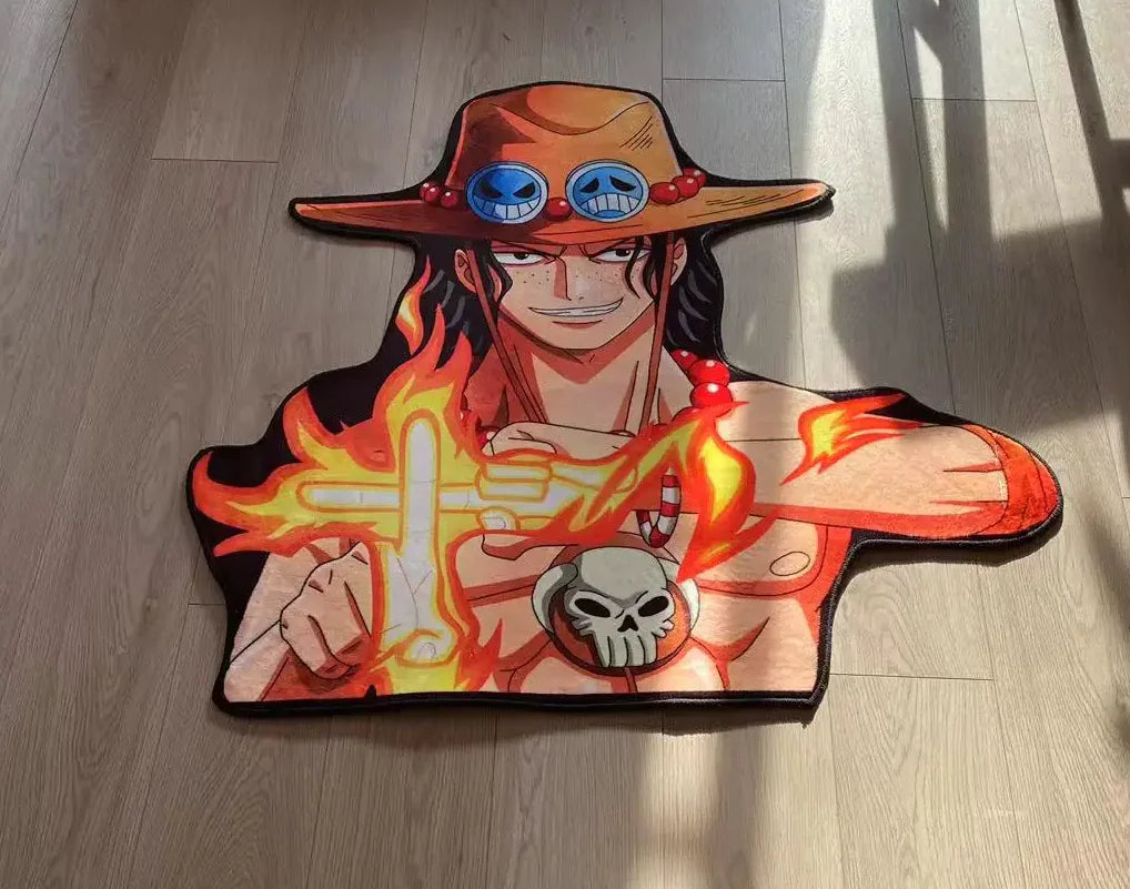 ONE PIECE Portgas D. Ace Cartoon Rug – 100cm Soft Round Anime Carpet