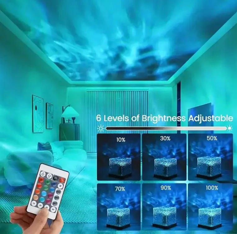 16-Color USB Rechargeable Dynamic Rotating Water Wave & Flame Projector Light