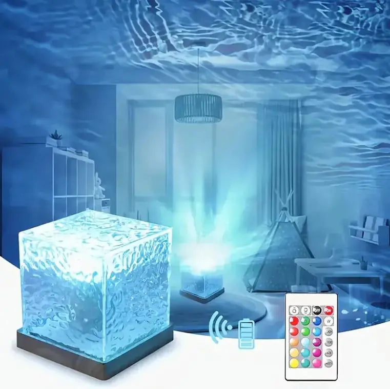 16-Color USB Rechargeable Dynamic Rotating Water Wave & Flame Projector Light